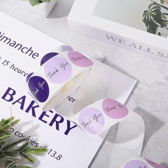 500pc Purple Thank You Sticker Roll - Picture 3 of 3